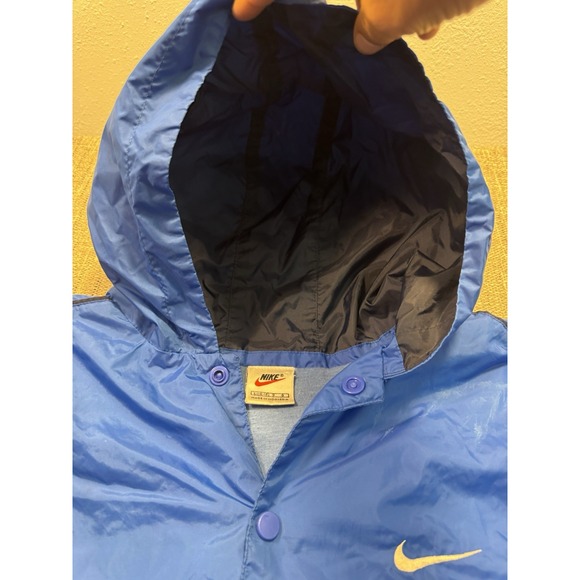 VTG 90s Nike Sideline Jacket - Hooded Windbreaker Lined Royal Blue ‎ LARGE 14/16 - Picture 9 of 16